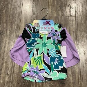 NWT Girl ZeroXposur Floral Swimsuit with Purple Cover-Up